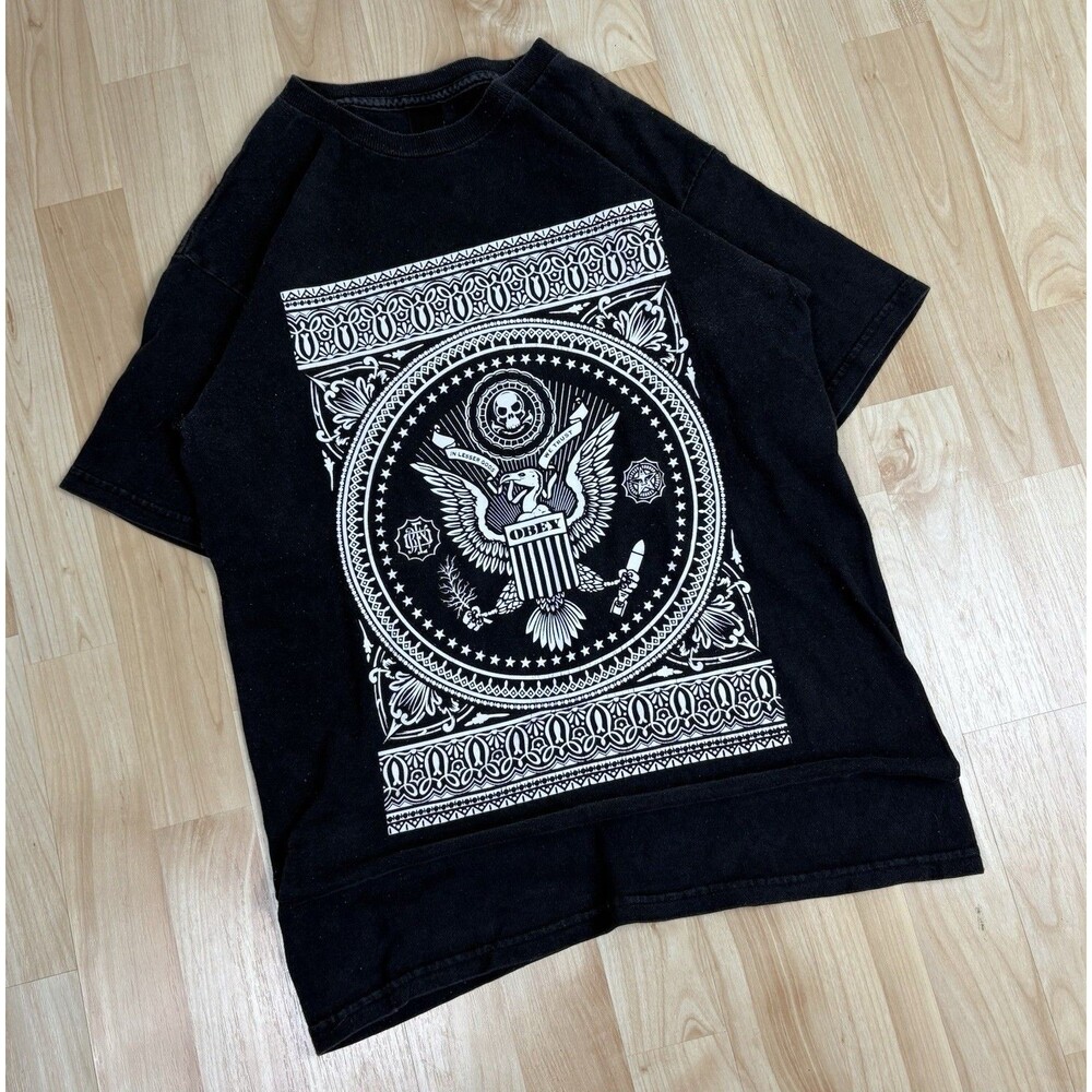 Y2K Obey Graphic T-Shirt / Black / Size Small / Streetwear / Skate